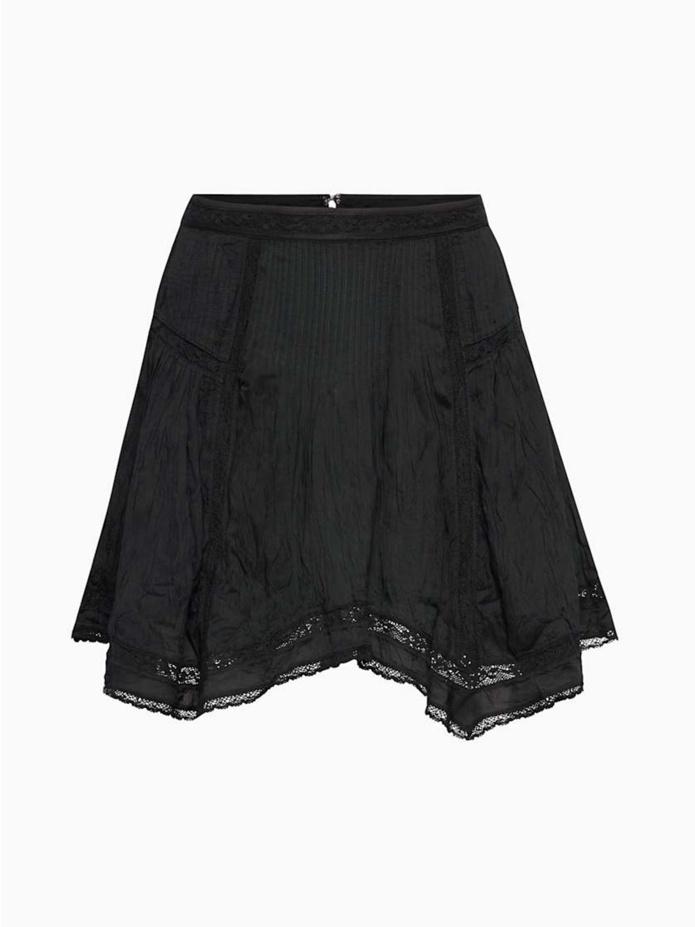 Aritzia Wilfred Black Lace-Trim Flowy Mini Skirt